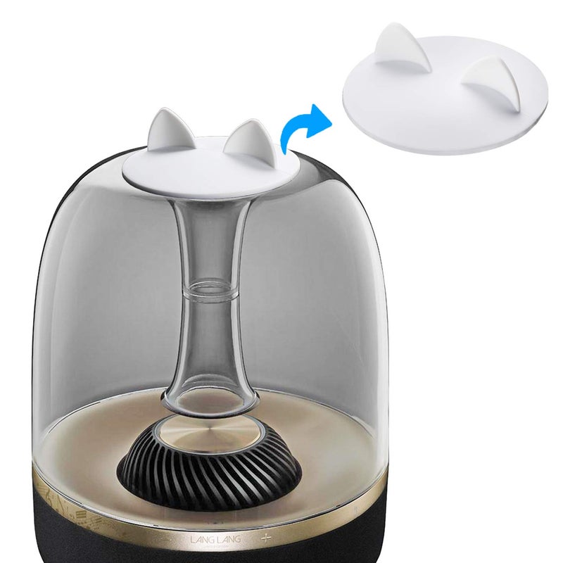 SUNMON HK Aura Studio 3 Speaker Anti-dust Cover - Silicone Lip for Harman Kardon Soundsticks 4 and Aura Studio 4 Bluetooth Transparent Speaker System (Cat White) - Image 1